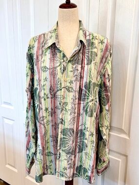 *NWOT, Tommy Bahama Men's XL, 100% Linen Tropical Shirt, Long Sleeve Button Up